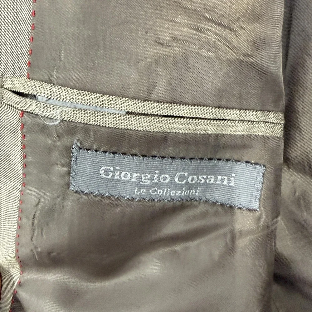 Giorgio Cosani Blazer Mens 48 Beige Wool Super 100s Hand Tailored Suit‎ Jacket